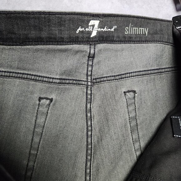 7 For All Mankind Slimmy Jeans Mens 36x34 Slim Fit Stretch Denim Dark Gray Wash - Picture 14 of 14